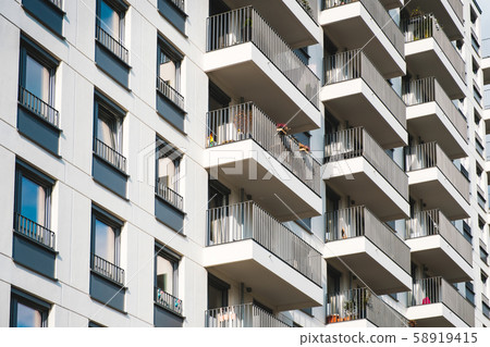 building facade - modern apartment house building facade - modern apartment house 58919415