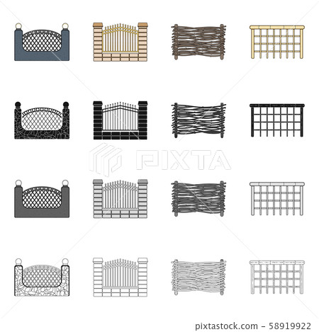 Isolated object of gate and fence sign. Collection of gate and wall stock symbol for web. Isolated object of gate and fence sign. Collection of gate and wall stock symbol for web. 58919922