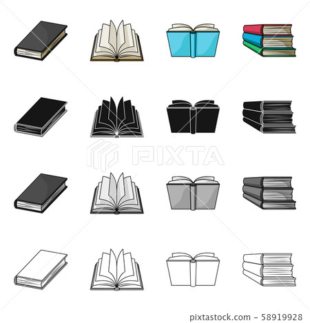 Vector design of library and textbook logo. Set of library and school stock symbol for web. 58919928
