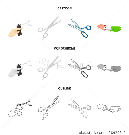 Vector design of scissor and craft sign. Set of scissor and open vector icon for stock. Vector design of scissor and craft sign. Set of scissor and open vector icon for stock. 58920541