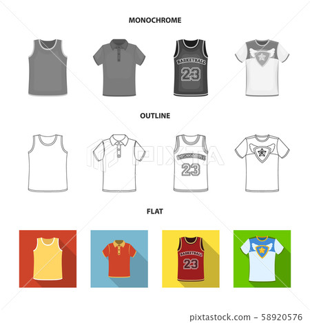 Vector illustration of clothes and wear symbol. Collection of clothes and short stock symbol for web Vector illustration of clothes and wear symbol. Collection of clothes and short stock symbol for web 58920576