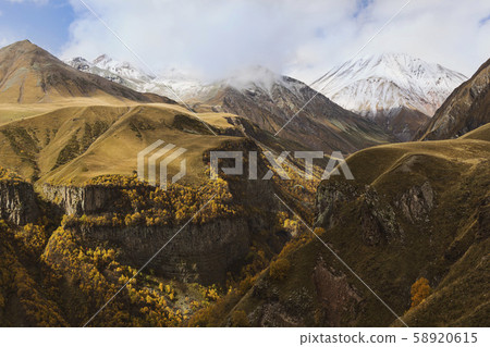 Beautiful views of the mountains in autumn, Cross Pass, Georgia 58920615