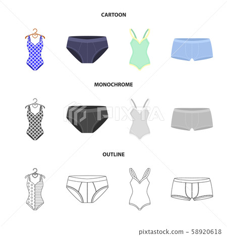 Vector illustration of bikini and fashion icon. Collection of bikini and swimsuit stock vector Vector illustration of bikini and fashion icon. Collection of bikini and swimsuit stock vector 58920618