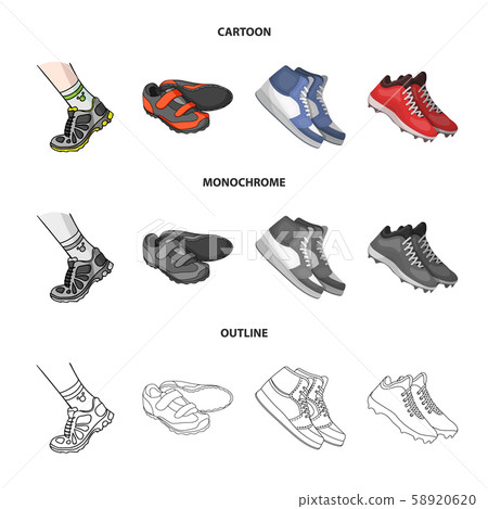 Isolated object of shoe and sport icon. Collection of shoe and fitness stock vector illustration. Isolated object of shoe and sport icon. Collection of shoe and fitness stock vector illustration. 58920620