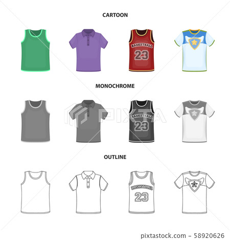 Vector illustration of clothes and wear symbol. Set of clothes and short stock symbol for web. 58920626
