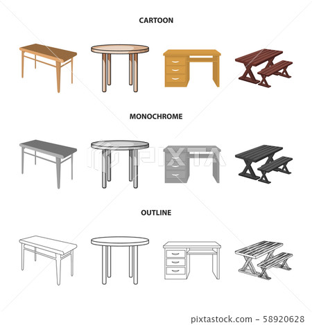 Vector design of table and wooden logo. Set of table and desk vector icon for stock. Vector design of table and wooden logo. Set of table and desk vector icon for stock. 58920628