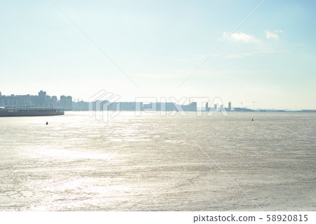 Frozen Gulf of Finland and view of St. Petersburg. Russia Frozen Gulf of Finland and view of St. Petersburg. Russia 58920815