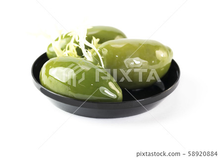 Mini snacks for buffet and banquet in a plastic bowl on a white background. 58920884