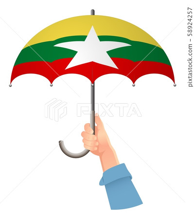 Burma flag umbrella 58924257