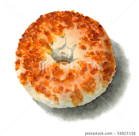 Cheese bagel bread painted in watercolor 58925156