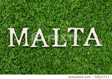 Wood alphabet letter in word Malta on green grass Wood alphabet letter in word Malta on green grass 58925711