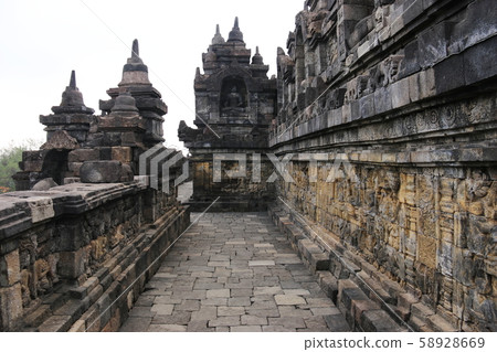 Java Borobudur Temple Ruins Square Square Corridor Relief 58928669