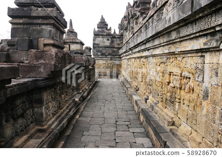 Java Borobudur Temple Ruins Square Square Corridor Relief 58928670