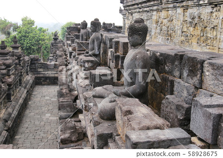 Java Borobudur Temple Ruins Square Square Corridor 58928675