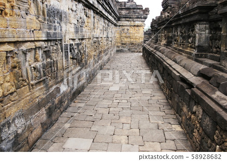 Java Borobudur Temple Ruins Square Square Corridor Relief 58928682