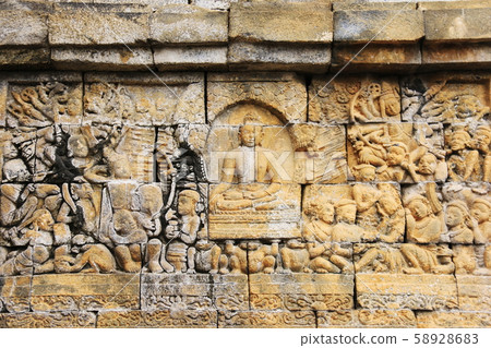 Java Borobudur Temple Ruins Square Square Corridor Relief Java Borobudur Temple Ruins Square Square Corridor Relief 58928683