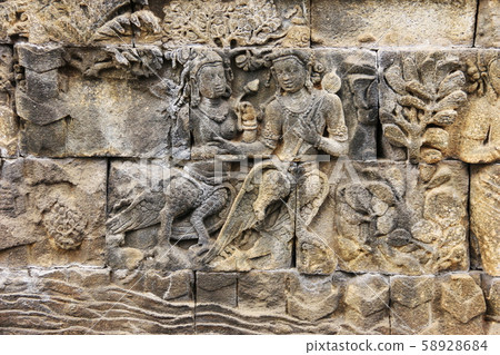 Java Borobudur Temple Ruins Square Square Corridor Relief 58928684