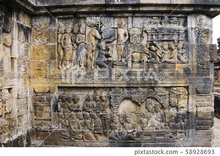 Java Borobudur Temple Ruins Square Square Corridor Relief Java Borobudur Temple Ruins Square Square Corridor Relief 58928693