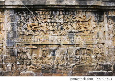 Java Borobudur Temple Ruins Square Square Corridor Relief Java Borobudur Temple Ruins Square Square Corridor Relief 58928694