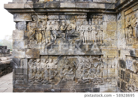 Java Borobudur Temple Ruins Square Square Corridor Relief 58928695