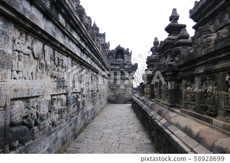 Java Borobudur Temple Ruins Square Square Corridor Relief Java Borobudur Temple Ruins Square Square Corridor Relief 58928699