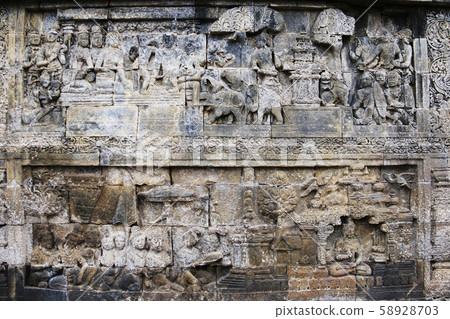 Java Borobudur Temple Ruins Square Square Corridor Relief Java Borobudur Temple Ruins Square Square Corridor Relief 58928703
