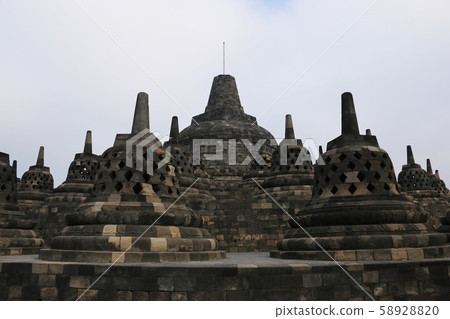 Java Island Borobudur Temple Ruins Round Bed Stupa Java Island Borobudur Temple Ruins Round Bed Stupa 58928820