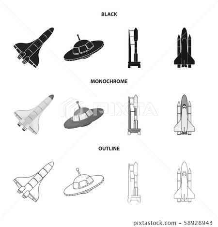 Isolated object of spaceship and ship logo. Set of spaceship and station stock symbol for web. 58928943