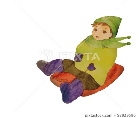 男孩拉雪橇 58929596