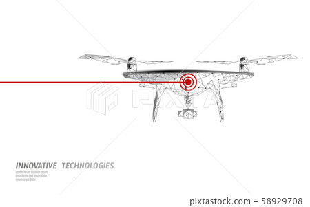 No drones low poly banner template. Regulation of unmanned aerial vehicles sky delivery. Law ban 58929708