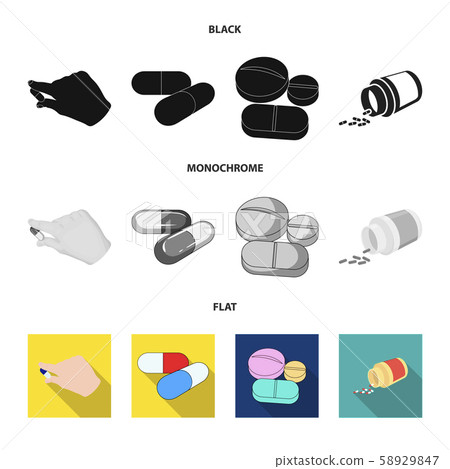 Vector design of pill and medicine icon. Set of pill and vitamin stock symbol for web. Vector design of pill and medicine icon. Set of pill and vitamin stock symbol for web. 58929847