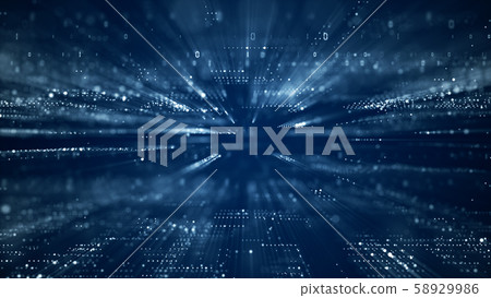 Digital cyberspace with particles and Digital data 58929986