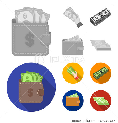 Isolated object of cash and currency icon. Collection of cash and stack stock vector illustration. Isolated object of cash and currency icon. Collection of cash and stack stock vector illustration. 58930587