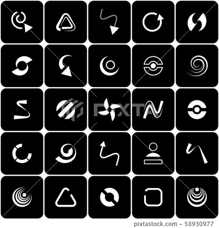 Design elements set. White icons on black - Stock Illustration ...