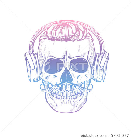 Angry skull with cirly hairstyle Angry skull with cirly hairstyle 58931887