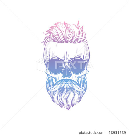 Angry skull with cirly hairstyle Angry skull with cirly hairstyle 58931889