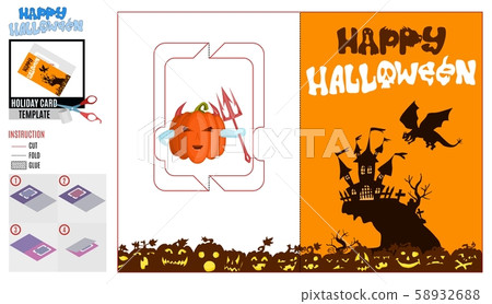 evil dragon over the castle. card template vector evil dragon over the castle. card template vector 58932688