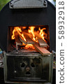 柴火在鍋爐中燃燒 58932918