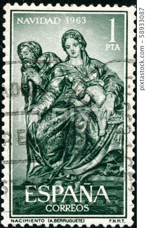 Vintage stamp printed in Spain 1963 shows Vintage stamp printed in Spain 1963 shows 58933087