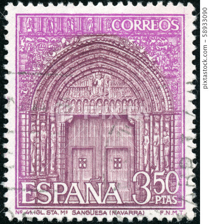 Vintage stamp printed in Spain 1968 shows Vintage stamp printed in Spain 1968 shows 58933090