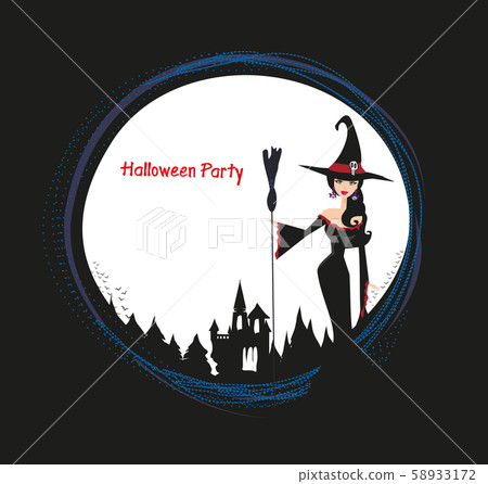 halloween invitation with beautiful witch halloween invitation with beautiful witch 58933172