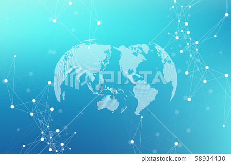 Geometric abstract background with connected line and dots. Network and connection background for 58934430