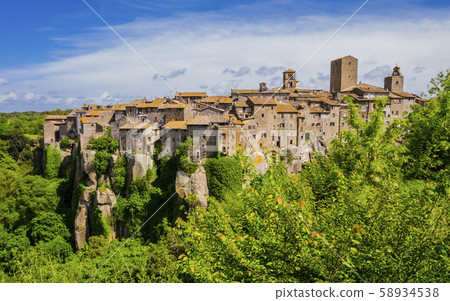 Impressive view of Vitorchiano, one of the most beautiful medieval village in Latium region, central Italy 58934538