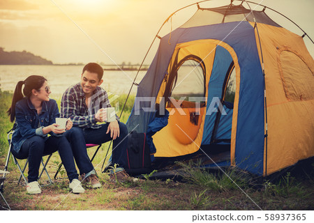 Love couple travel and camping at natural park. 58937365