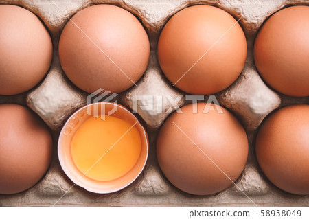 Organic chicken eggs food ingredients concept 58938049