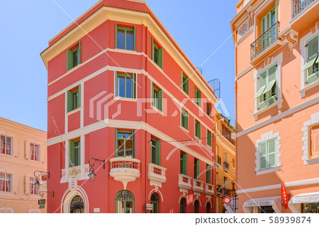 摩納哥，美麗的城市，色彩繽紛的建築，度假村，旅遊勝地，蔚藍海岸，法國度假勝地 58939874