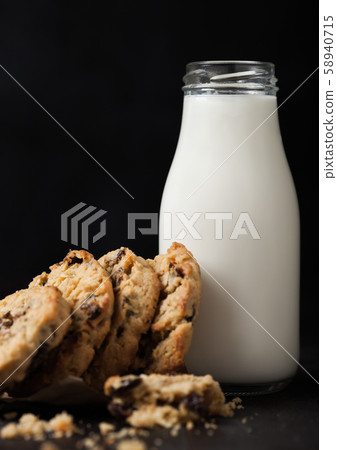 Homemade organic oatmeal cookies with raisins and 58940715