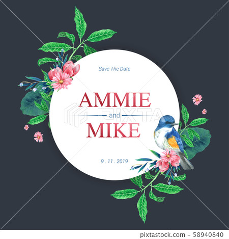 Wedding card template watercolour painted Wedding card template watercolour painted 58940840