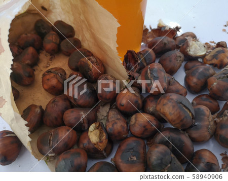 bag roasted chestnuts and beer 58940906