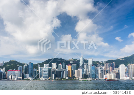Panorama of Victoria Harbor of Hong Kong city, Hong Kong cityscape. Panorama of Victoria Harbor of Hong Kong city, Hong Kong cityscape. 58941428